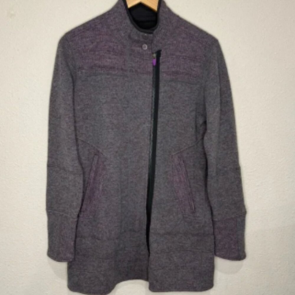 Title Nine Swacket Sweater Jacket Wool Blend Grey & Purple Women’s Size Medium